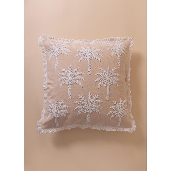 The Mia Tropikal Palmiye Desenli Kırlent Pudra 45 X 45 Cm