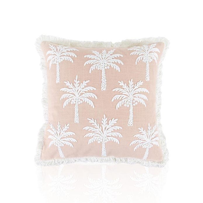 The Mia Tropikal Palmiye Desenli Kırlent Pudra 45 X 45 Cm