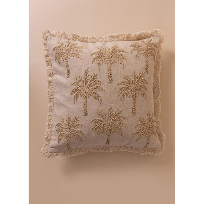 The Mia Tropikal Palmiye Desenli Kırlent Bej 45 X 45 Cm