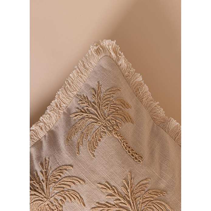 The Mia Tropikal Palmiye Desenli Kırlent Bej 45 X 45 Cm