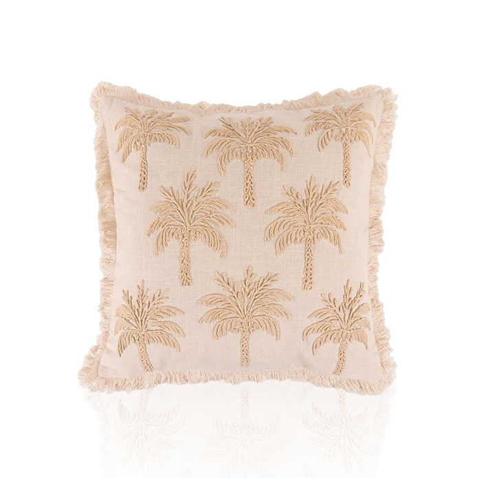 The Mia Tropikal Palmiye Desenli Kırlent Bej 45 X 45 Cm