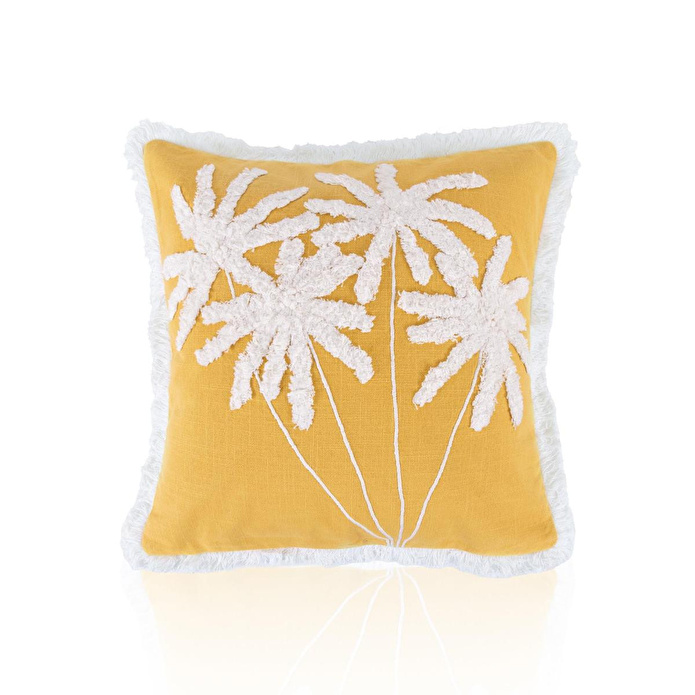 The Mia Bohem Palmiye Desenli Kırlent Hardal 45 X 45 Cm