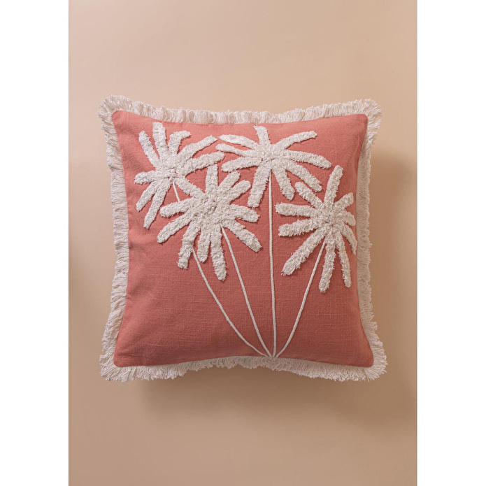 The Mia Bohem Palmiye Desenli Kırlent Somon 45 X 45 Cm