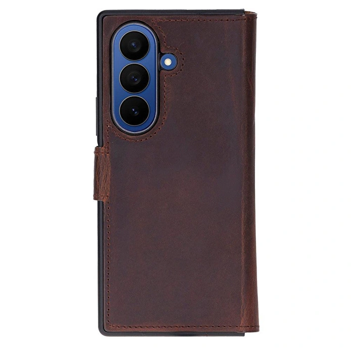 Bloominbag Aurelio Siena Saddle Brown Samsung Galaxy Z Fold7 Cüzdan Kılıf