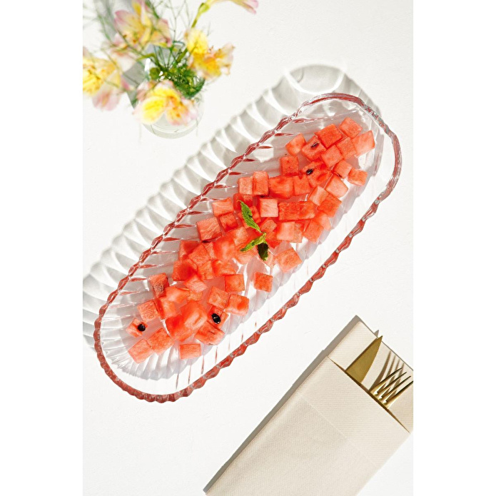 Vienev Büyük Sunumluk Cam Kayık Tabak