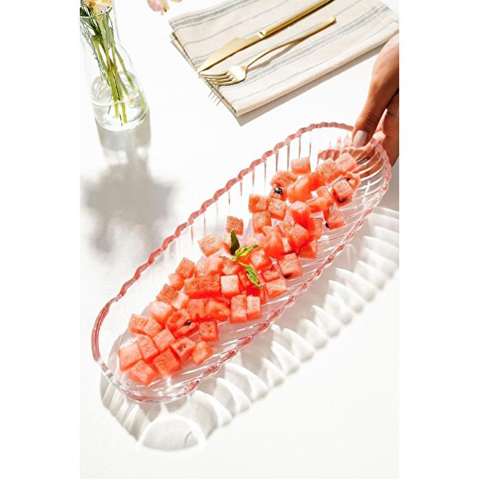 Vienev Büyük Sunumluk Cam Kayık Tabak