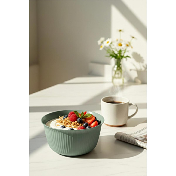 Vienev 3'lü 1 Litre Plastik Karıştırma Ve Saklama Kase Seti Yeşil