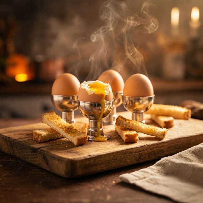 Vienev 4'lü Metal Yumurtalık Seti Şık Kahvaltı Sunumu - Yumurta Kabı