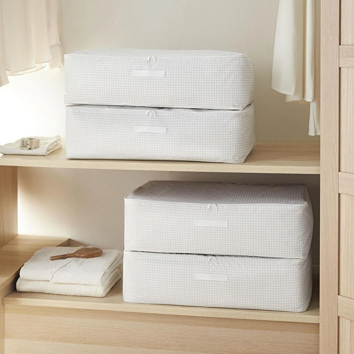 Home Wave 8'li Mega Boy Gri Pötikare Baza Altı Hurç Set 74 X 46 X 22 Cm