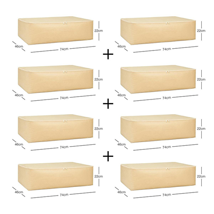 Home Wave 8'li Mega Boy Bej Pötikare Baza Altı Hurç Set 74 X 46 X 22 Cm