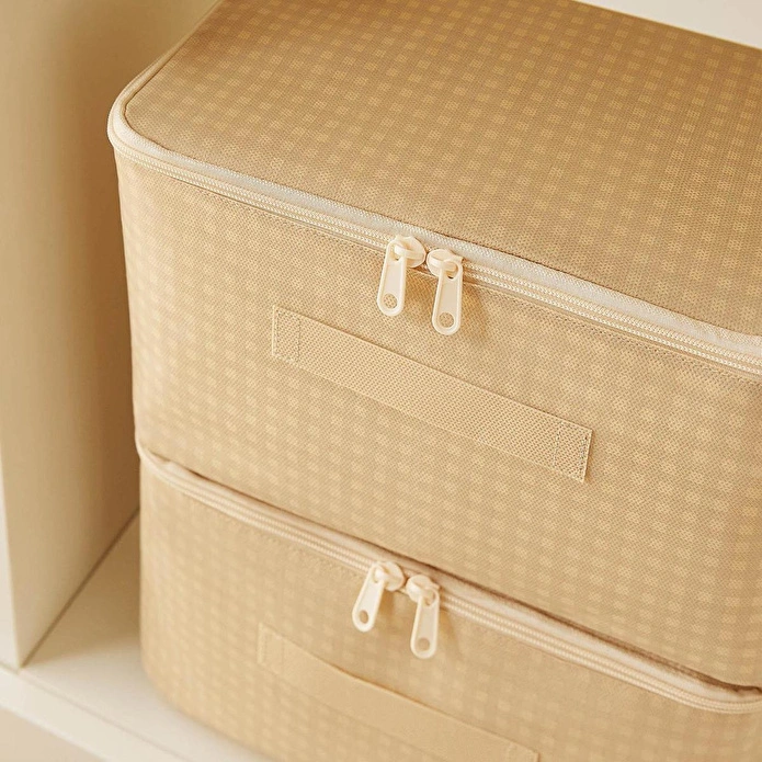 Home Wave 8'li Küçük Boy Bej Pötikare Hurç Set 30 X 22 X 18 Cm