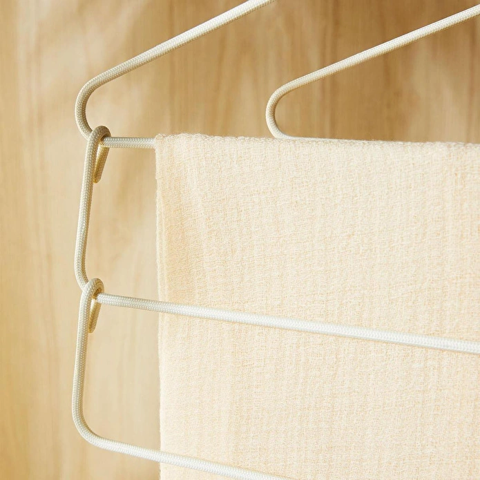 Ocean Home Textile 2'li 3 Katlı Ekru Renk Kumaş Kaplı Metal Giysi Askısı 42 X 41 X 0.5 Cm