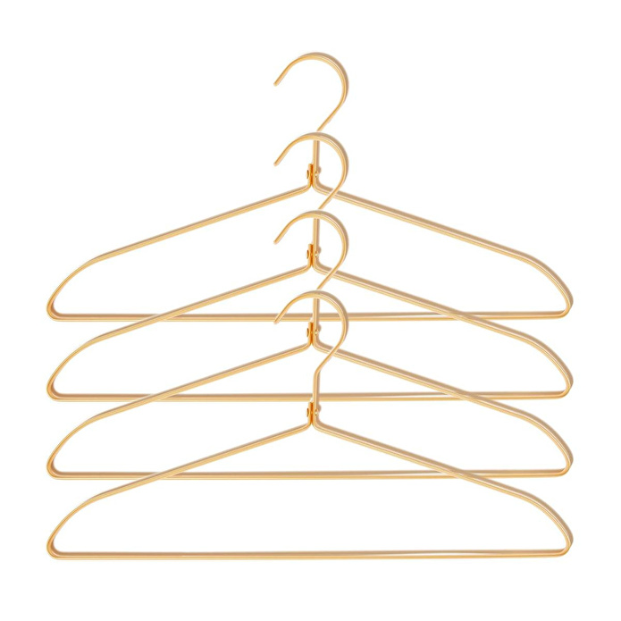 Ocean Home Textile 4'lü Altın Renk Metal Giysi Askısı 21.5 X 42 X 1 Cm