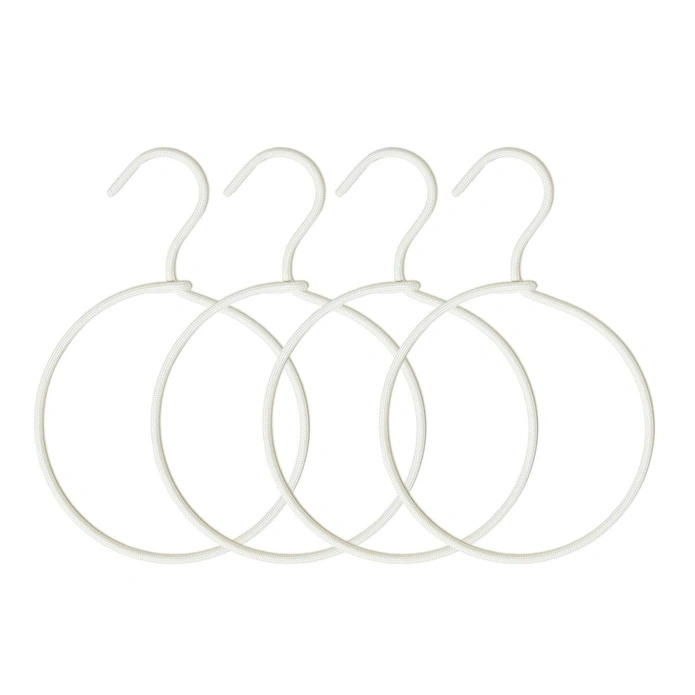 Ocean Home Textile 4'lü Halka Ekru Renk Kumaş Kaplı Metal Aksesuar Askısı 24.5 X 16 X 0.5 Cm