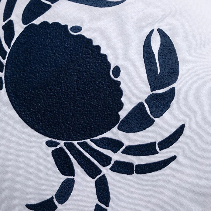 Mudo Home Mari̇n Crab Nakişli Kirlent Beyaz Laci̇vert 50x50 Cm