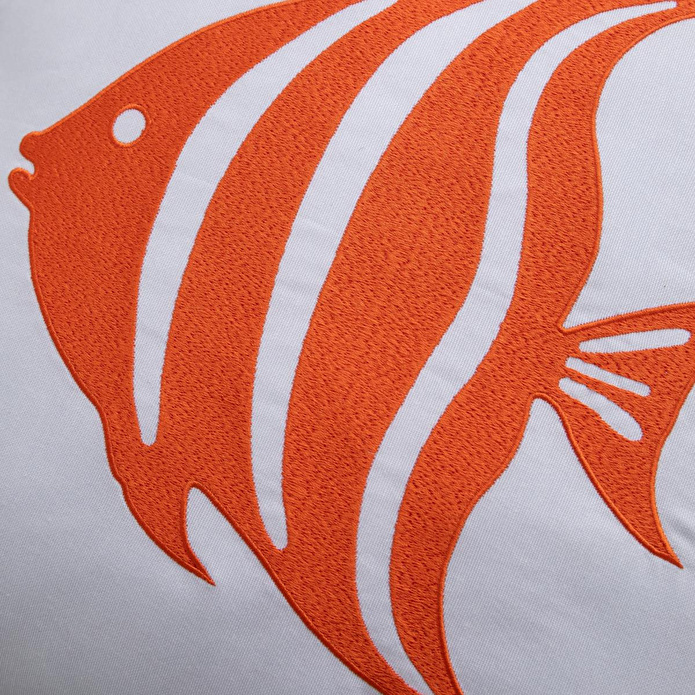 Mudo Home Mari̇n Fish Nakişli Kirlent Beyaz Turuncu 50x50 Cm