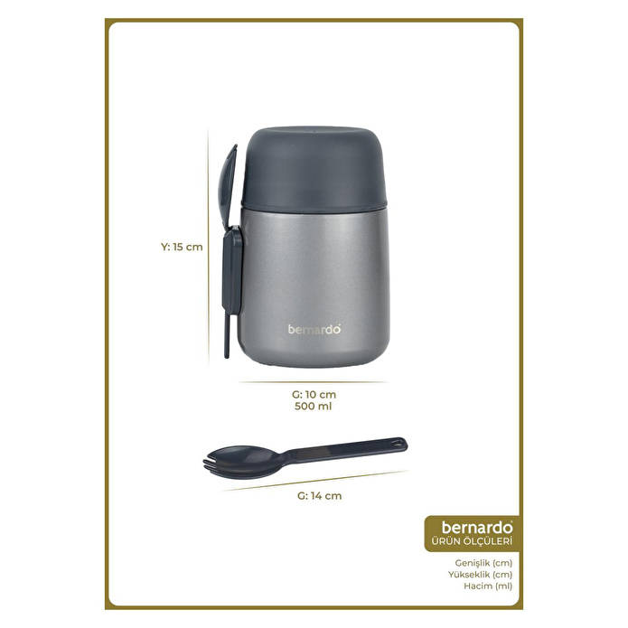 Bernardo Duo Yemek Termosu 500 Ml Metalik Gri