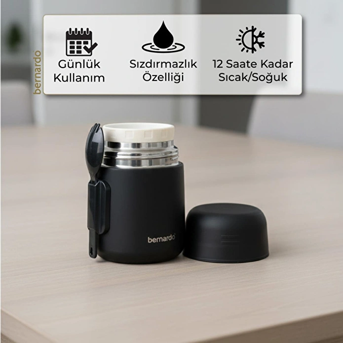 Bernardo Duo Yemek Termosu 500 Ml Siyah