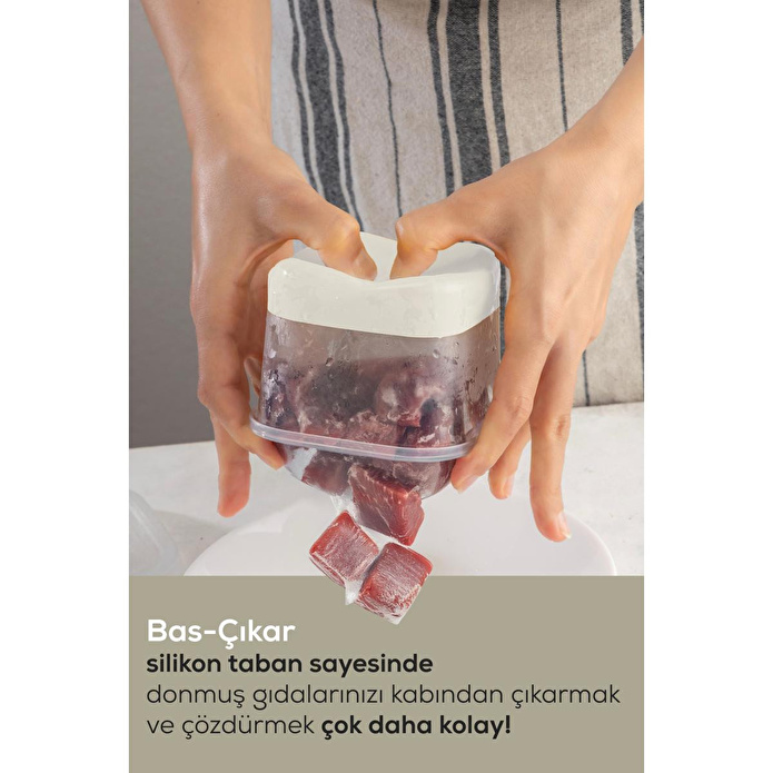 Vienev 8 Parça 550 Ml Yumuşak Tabanlı Derin Dondurucu - Difriz Saklama Kabı Beyaz