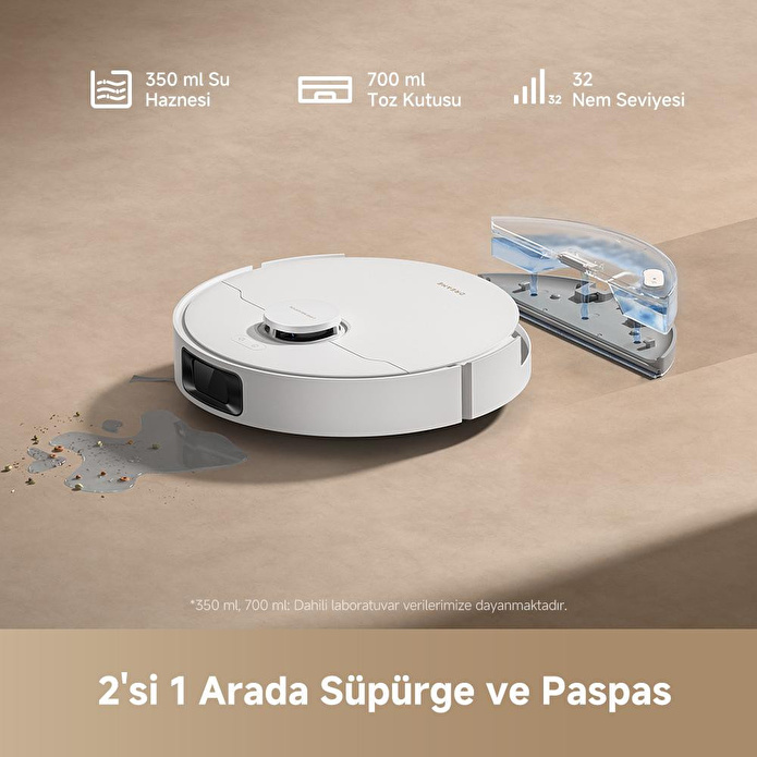 Dreame D20 Robot Süpürge Beyaz, 13.000pa Emiş Gücü