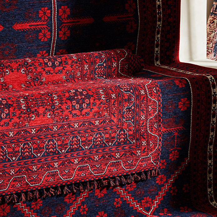 Mudo Home Jina Bold Hali Kirmizi Laci̇vert 200x300