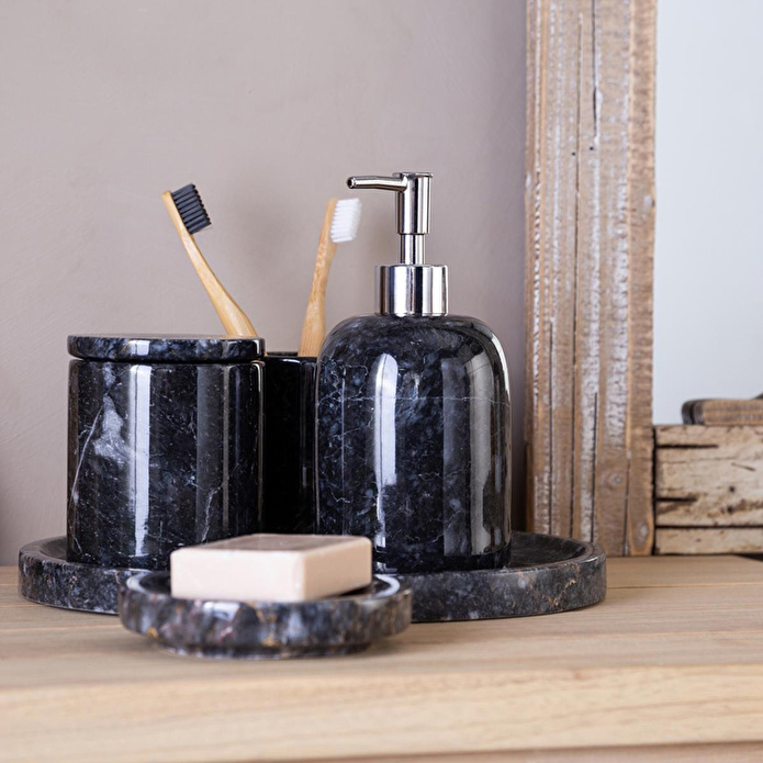 Mudo Home Marble Si̇yah 5'li̇ Banyo Seti̇