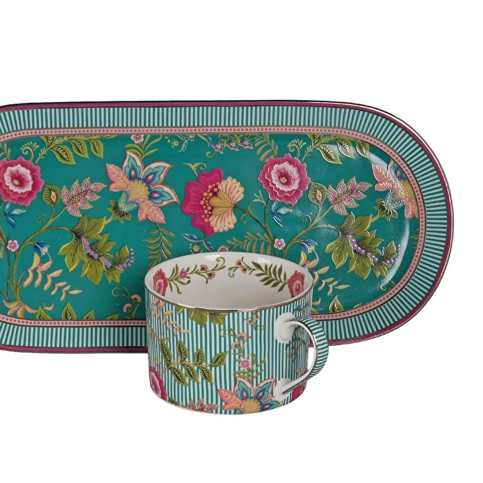 Lucky Art Florine Bone Tek Kişilik Tepsili Cay Fincan Seti