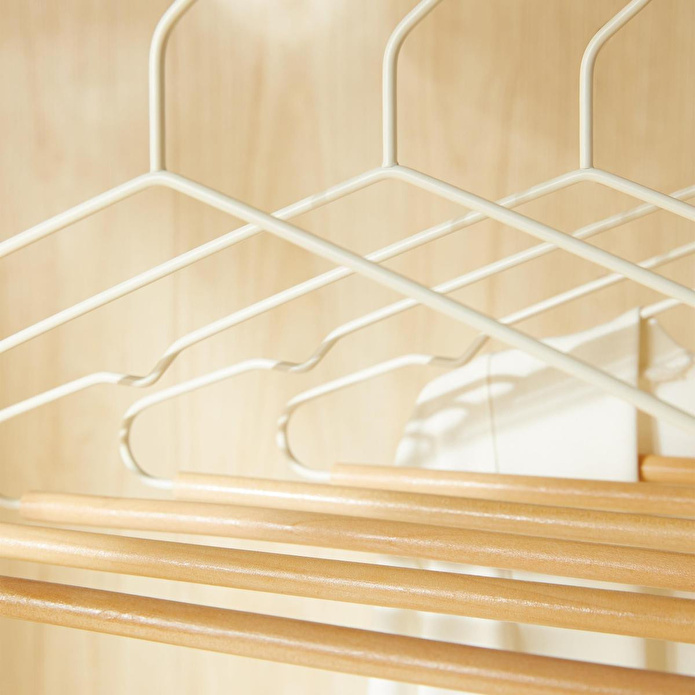 Ocean Home Textile 6'lı Ahşap Destekli Ekru Renk Metal Giysi Askısı 19.5 X 42 X 0.34 Cm