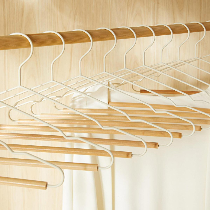 Ocean Home Textile 12'li Ahşap Destekli Ekru Renk Metal Giysi Askısı 19.5 X 42 X 0.34 Cm