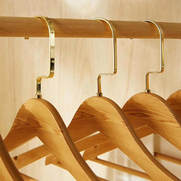Ocean Home Textile 12'li Altın Kancalı Ahşap Görünümlü Plastik Giysi Askısı 25 X 44.5 X 1 Cm