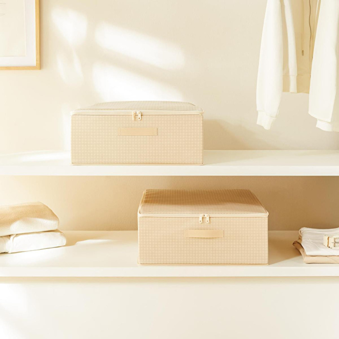 Home Wave 2'li Bej Pötikare Destekli Kutu Hurç Set 45 X 55 X 18 Cm