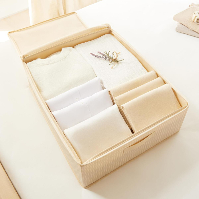 Home Wave 2'li Bej Pötikare Destekli Kutu Hurç Set 31 X 38 X 12 + 45 X 55 X 18 Cm