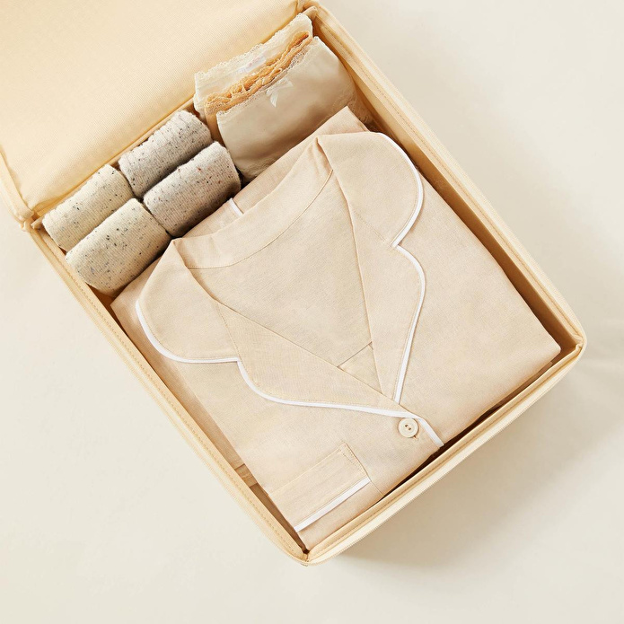 Home Wave 2'li Bej Pötikare Destekli Kutu Hurç Set 31 X 38 X 12 Cm