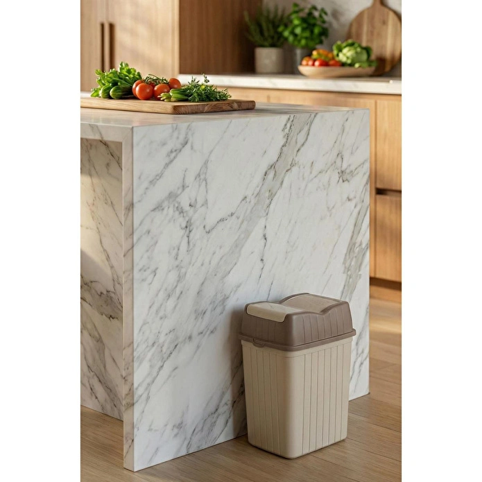 Vienev Çift Kapaklı Çöp Kovası 10 Lt Bej - Banyo Mutfak