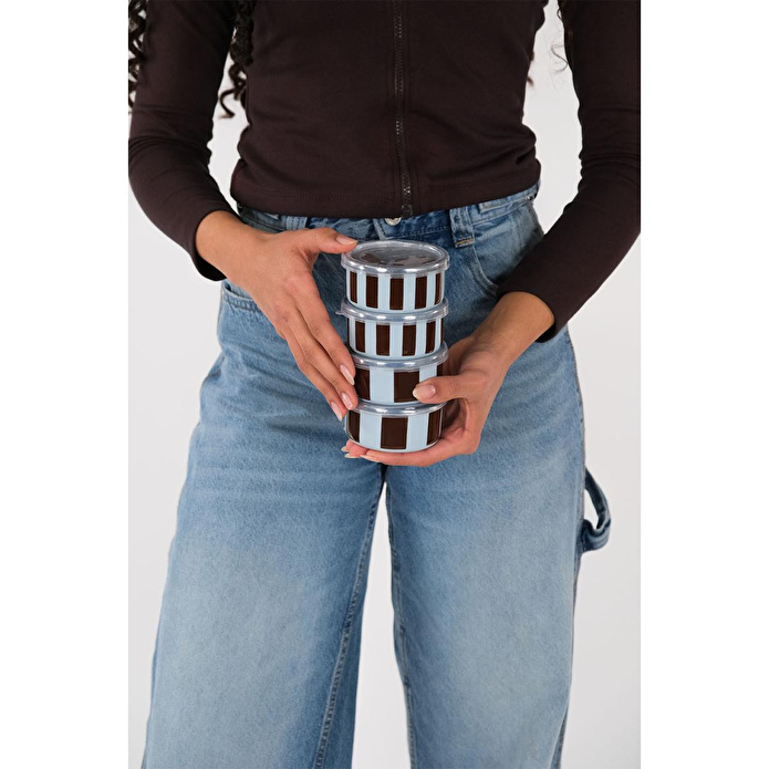 Emaylabxpeppythings Berry Emaye 4’lü Kapaklı Kase Çerezlik, Kahvaltılık, Reçellik, Zeytinlik, Sunumluk Seti 8cm 200 Ml