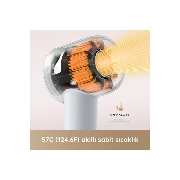 Dreame Gleam Saç Kurutma Makinesi Gray, Hızlı Saç Kurutma, Hafif Tasarım, 0.73lbs, Pürüzsüz Saçlar Için 200 Milyon Negatif İyon