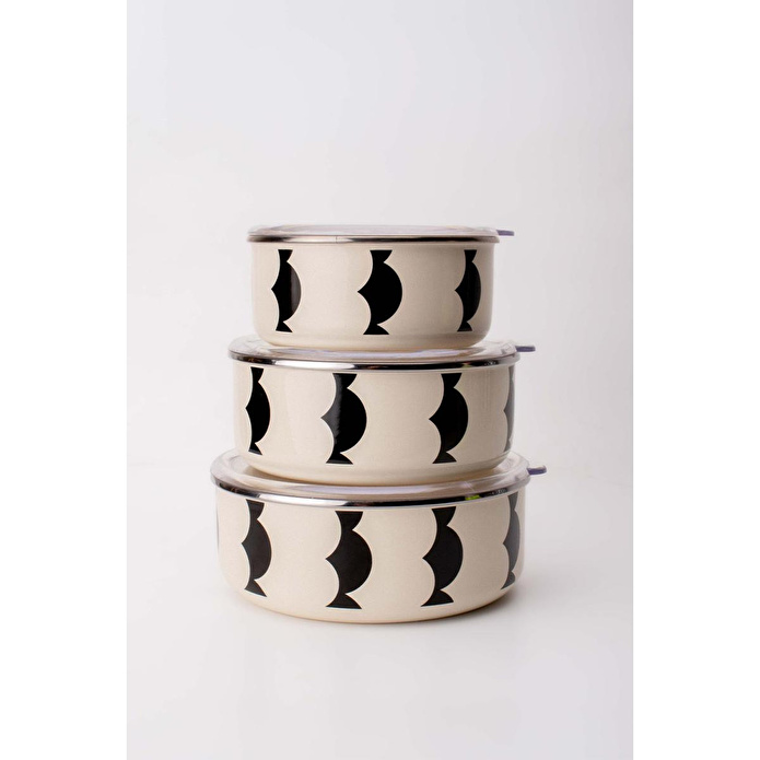 Emaylabxpeppythings Milky Emaye Üçlü Saklama Kabı Seti (ocaklarda Kullanilabi̇li̇r)