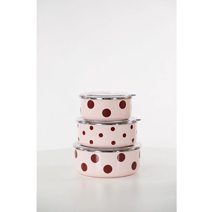 Emaylabxpeppythings Cherry Emaye Üçlü Saklama Kabı Seti (ocaklarda Kullanilabi̇li̇r)