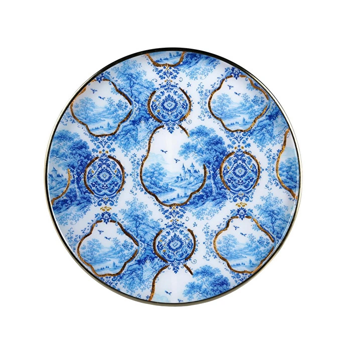 Lucky Art Blue Heritage Dekoratif Tepsi 36cm