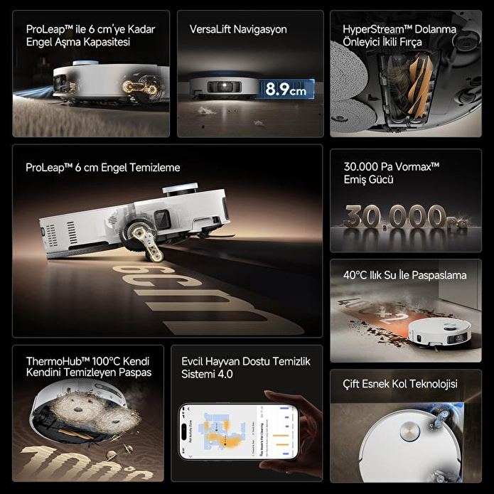 Dreame X50 Pro Ultra Complete Robot Süpürge Beyaz, 30.000pa Emiş Gücü