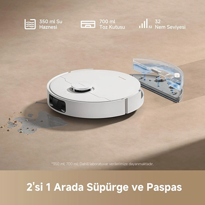 Dreame D20 Ultra Robot Süpürge Beyaz, 13,000pa Emiş Gücü, Duoscrub™ Paspaslama Sistemi