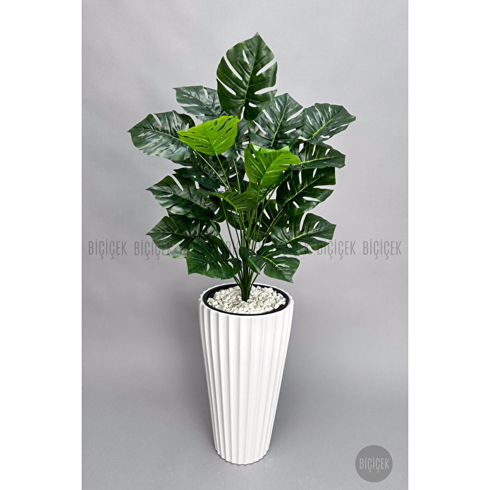 Biçiçek 130 Cm Monstera Bi̇tki̇si̇ Beyaz Li̇lyum Saksida