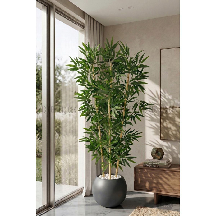 Biçiçek Yapay Bambu Ağacı 160 Cm Küre Saksıda