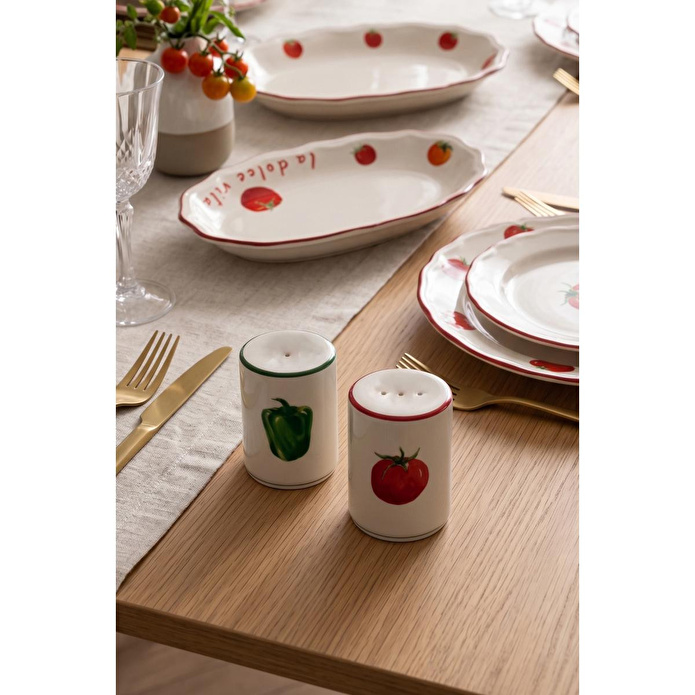 Rakle X Bengi Kurtcebe Pomodoro 2'li Tuzluk-biberlik Seti 6 Cm