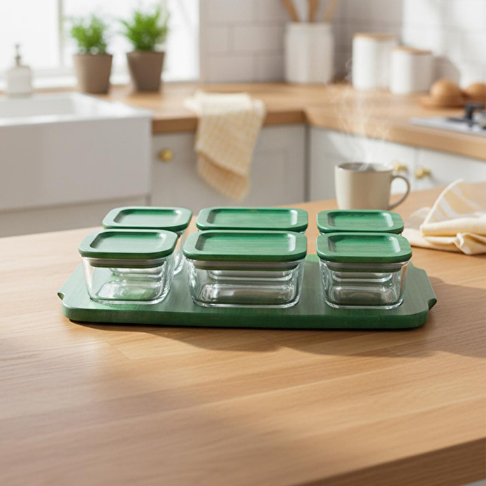 Bambum Enzo 13 Parça Cam Kahvaltılık Yeşil