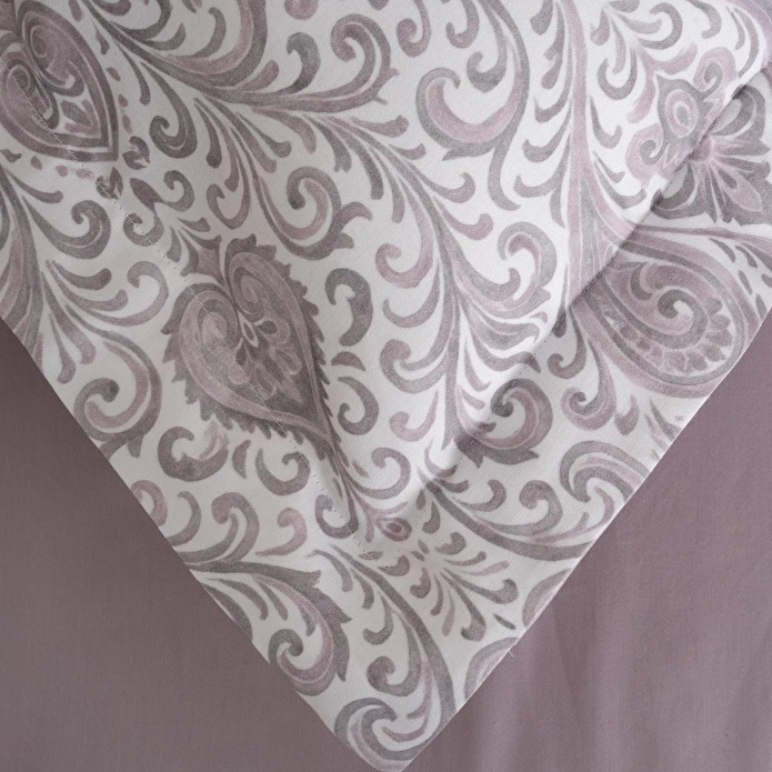 Green Black Serena Zarif Denge Çift Kişilik %100 Ege Pamuğu Nevresim Takımı - Çarşaflı - 4 Yastıklı Lila