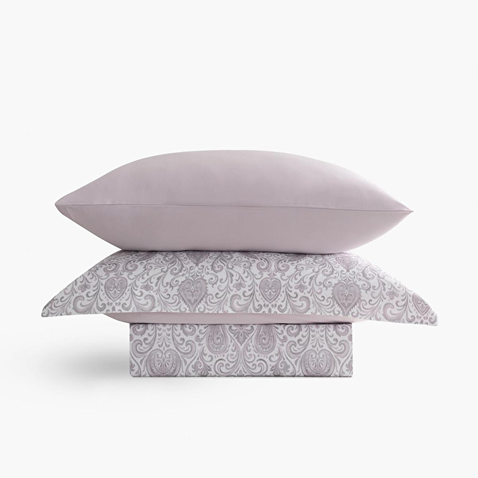 Green Black Serena Zarif Denge Çift Kişilik %100 Ege Pamuğu Nevresim Takımı - Çarşaflı - 4 Yastıklı Lila