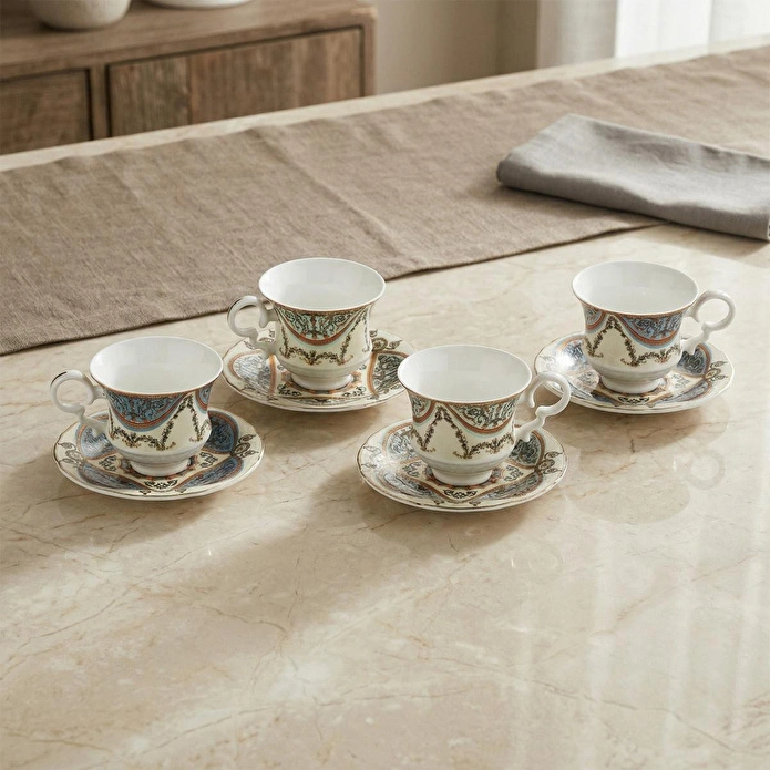 Lucky Art Rosea Bone 4’lü Klasik Fincan Seti 120 Ml