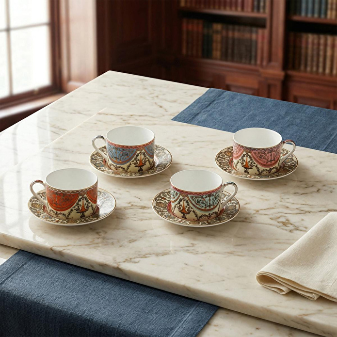 Lucky Art Rosea Bone 4’lü Çay Fincanı Seti 180 Ml