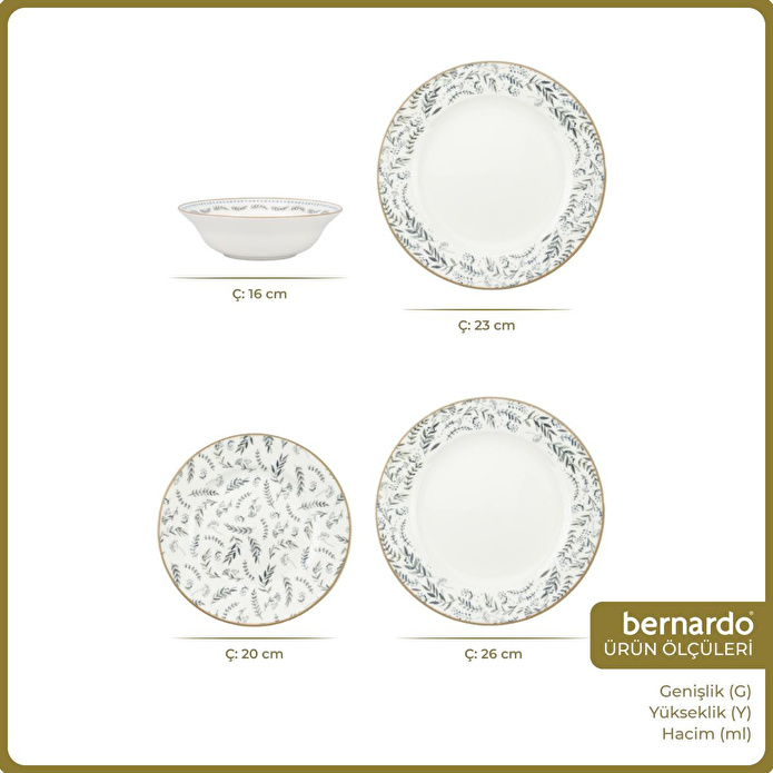 Bernardo Lotus 24 Parça Porselen Yemek Takımı